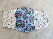 Load image into Gallery viewer, Blue Paisley Lace Mask Set of 2