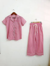 Load image into Gallery viewer, Blue Brown Stripes PJ Set
