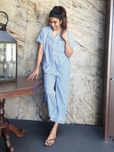 Load image into Gallery viewer, Blue Brown Stripes PJ Set

