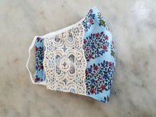Load image into Gallery viewer, Blue Paisley Lace Mask Set of 2
