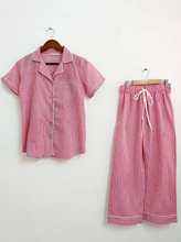 Load image into Gallery viewer, Pink Stripe Button Down PJ set
